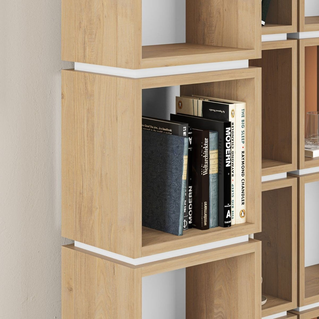 Étagère 5 Cases H167 cm - Lofty - Chêne Clair & Blanc