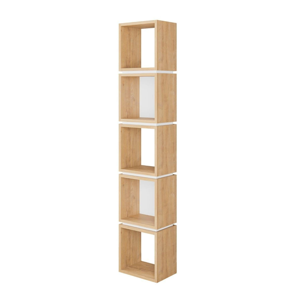 Étagère 5 Cases H167 cm - Lofty - Chêne Clair & Blanc