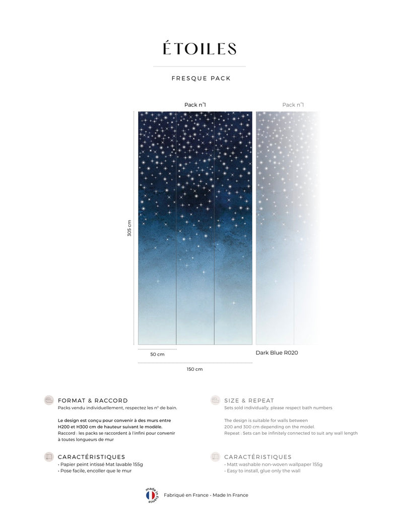 Fresque Étoiles - Dark Blue