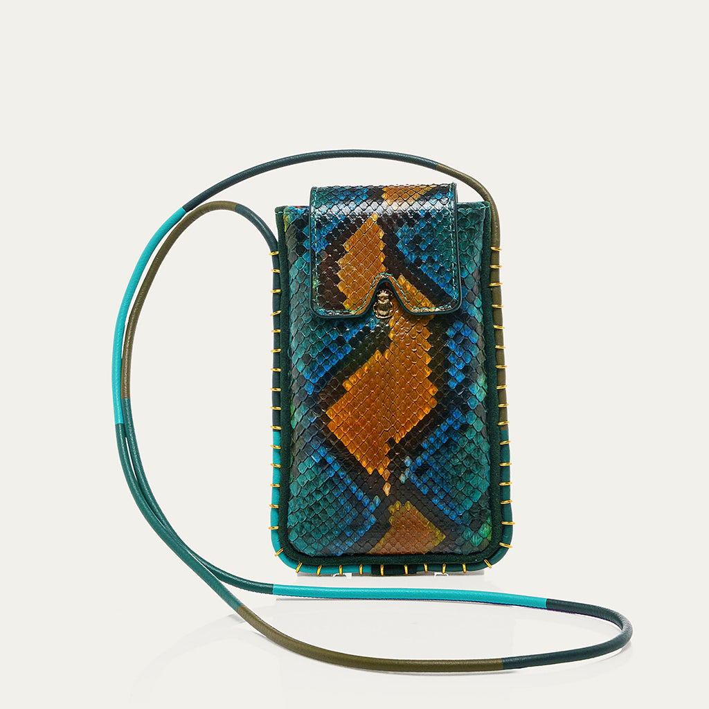 Etui à lunettes Emile Python Lotus Bleu