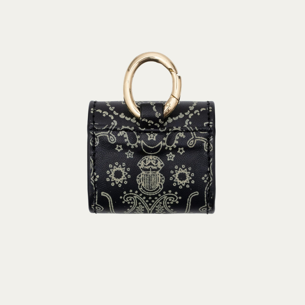 Etui Airpod Jamie Cuir Noir Imprimé Bandana