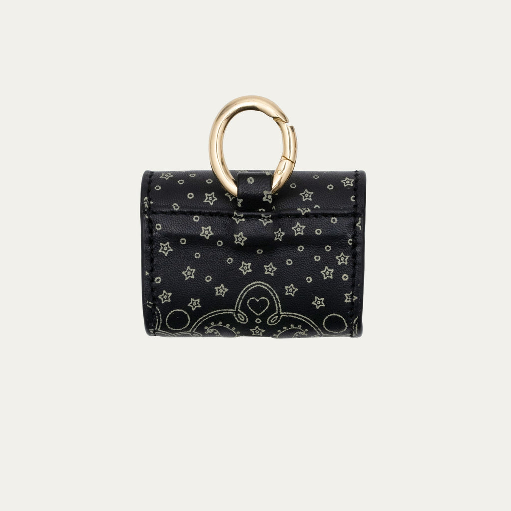 Etui Airpod Jamie Cuir Noir Imprimé Bandana
