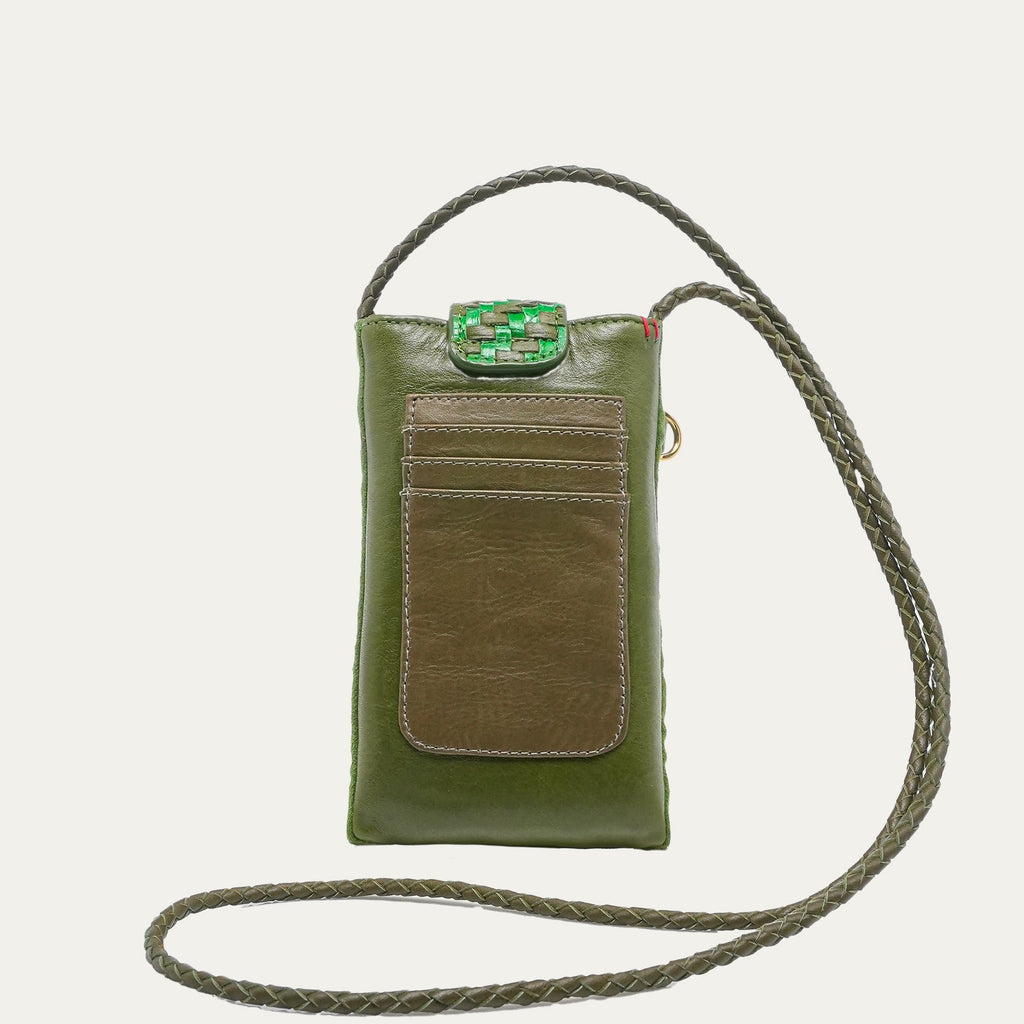 Etui Double Marcus Cuir Tressé Romarin