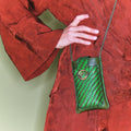 Etui Double Marcus Cuir Tressé Romarin
