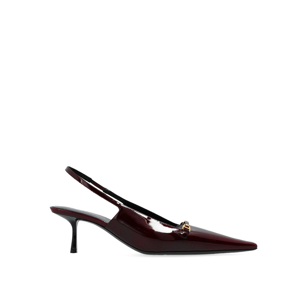 Escarpins Saint Laurent 'Carine' Leather Slingback - Burgundy - Femme