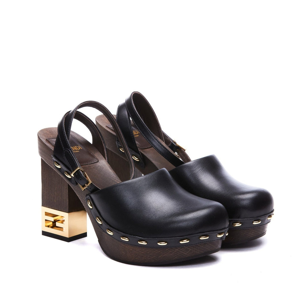 Escarpins Fendi Decorative Heel Leather - Black - Femme