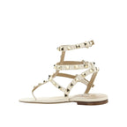 Valentino Garavani Rockstud Flip-Flop Leather Sandals - Cream - Femme