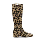 Bottes Valentino Garavani Canvas Logo - Beige - Femme