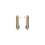 Close-up view of Boho Gold Silver Earring showcasing intricate hand-wrapped metallic threads in circular design.