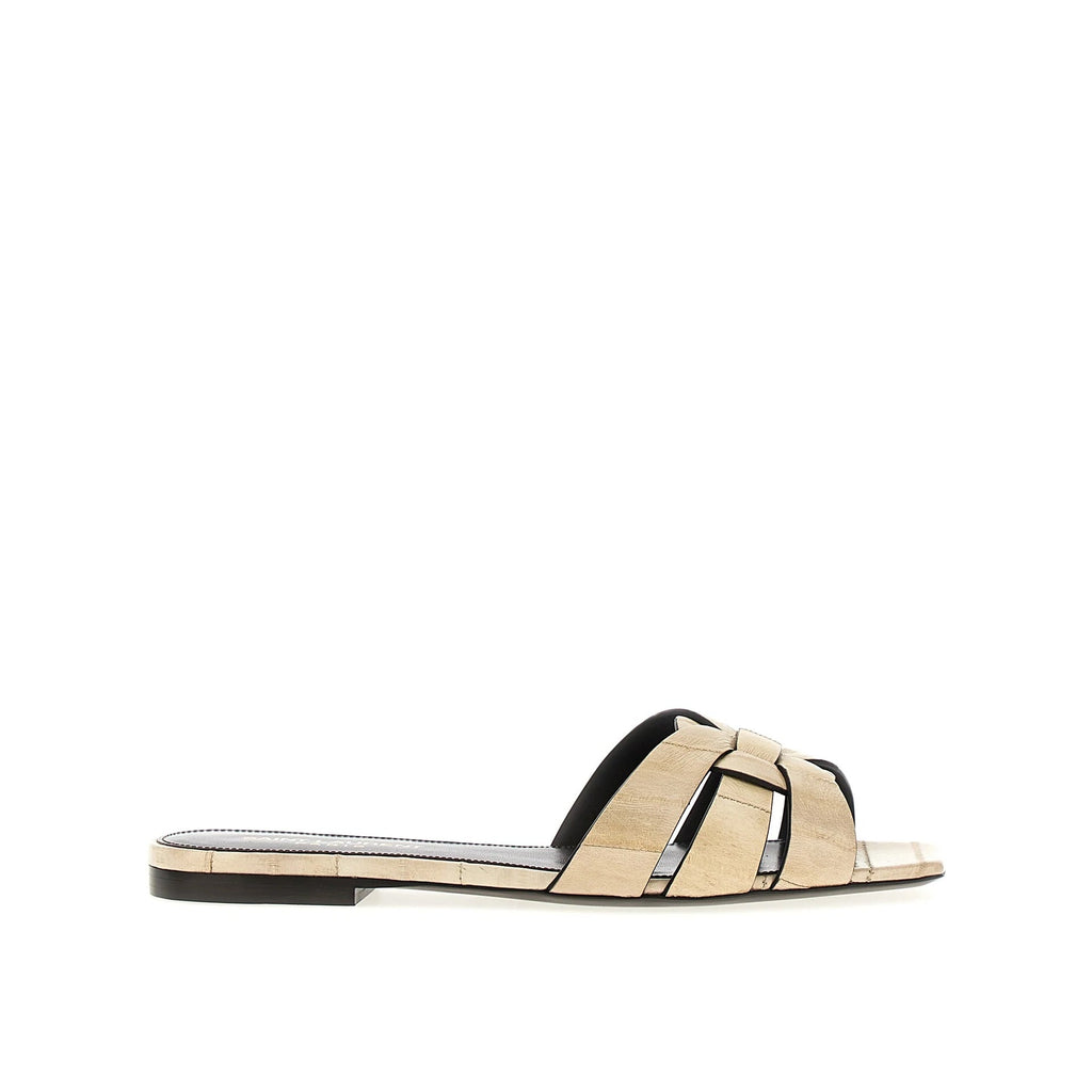 Sandales Saint Laurent Tribute Eel Leather - Beige - Femme