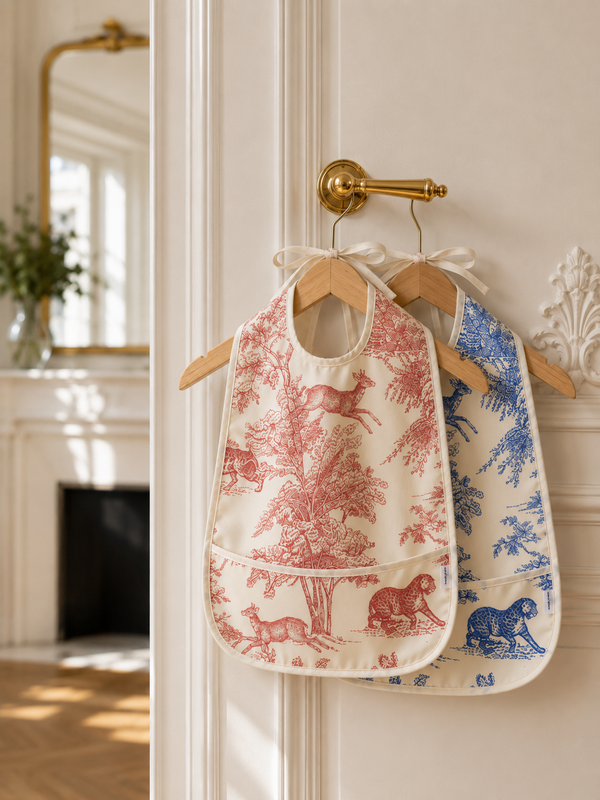 Bavoir Imperméable "Le Fabuleux" - Brique - Inspiration Toile De Jouy