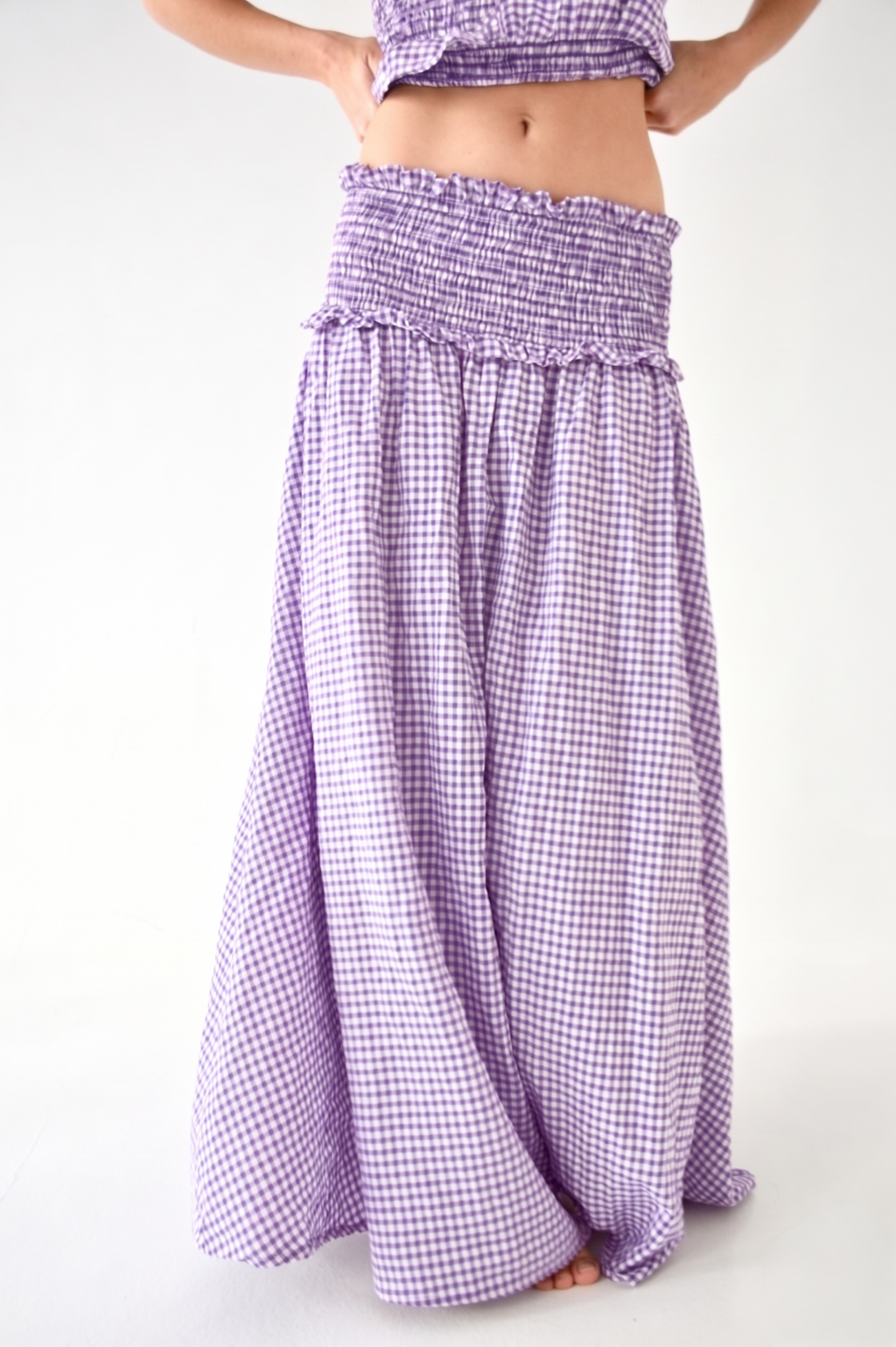 Jupe Lea Carreaux Vichy Lavande