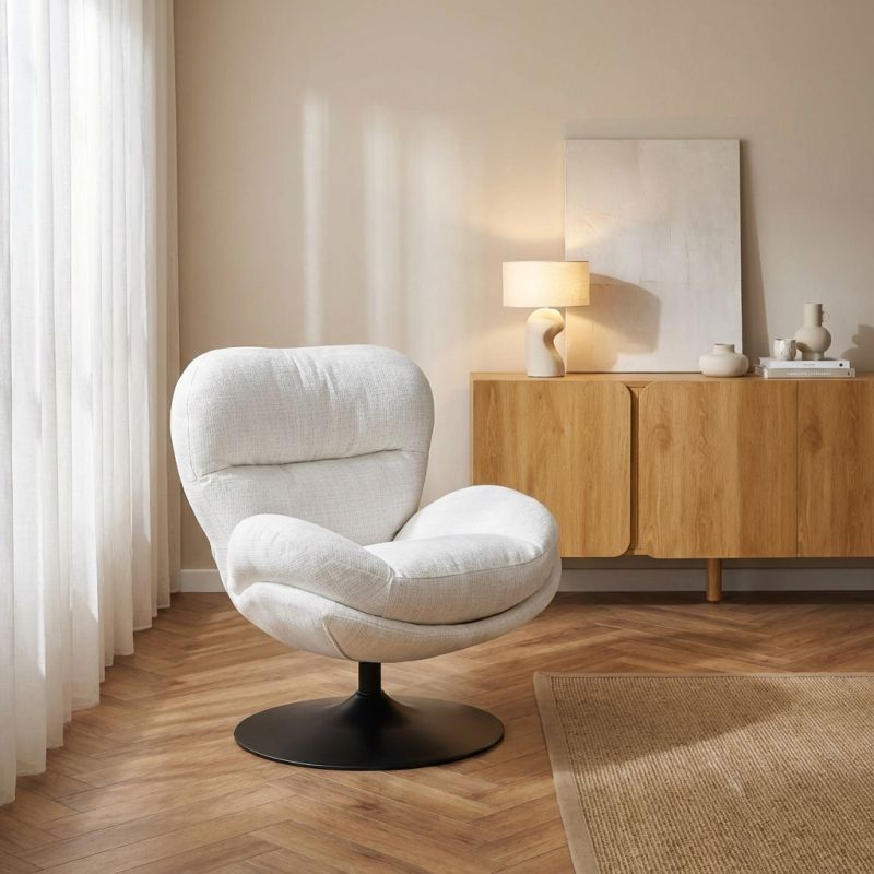 Ceres - Fauteuil Rotatif 1 Place - Tissu Blanc