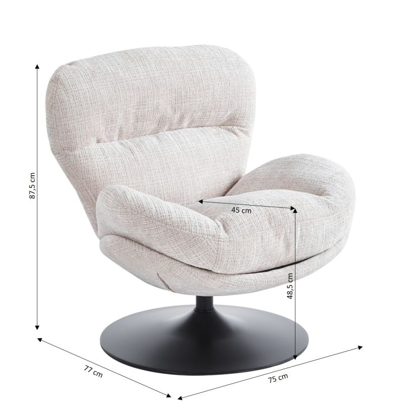 Ceres - Fauteuil Rotatif 1 Place - Tissu Beige