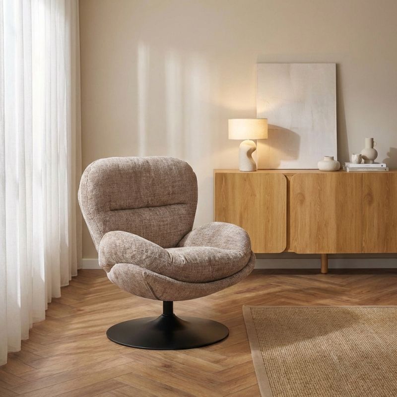 Ceres - Fauteuil Rotatif 1 Place - Tissu Taupe