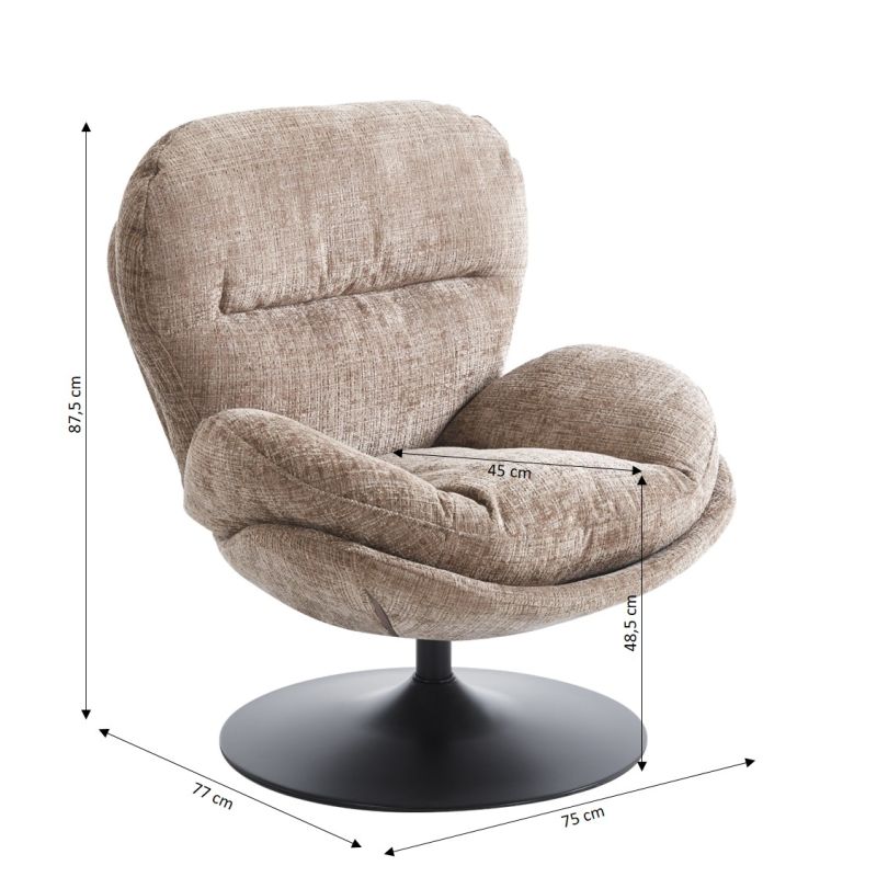 Ceres - Fauteuil Rotatif 1 Place - Tissu Taupe