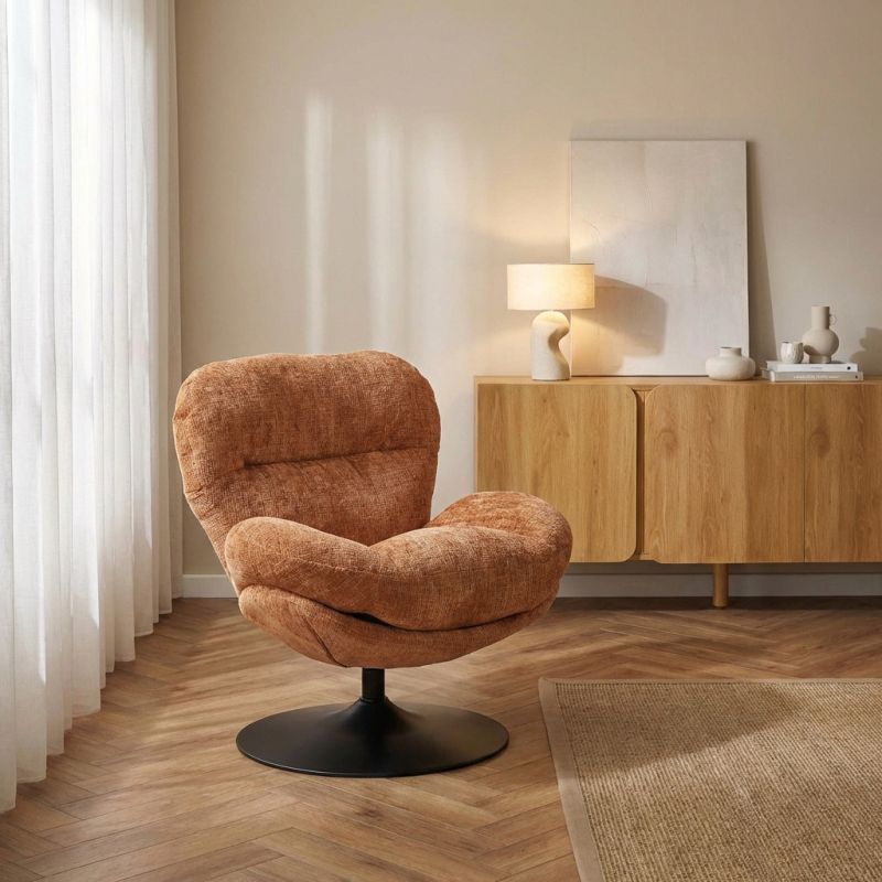 Ceres - Fauteuil Rotatif 1 Place - Tissu Terracotta
