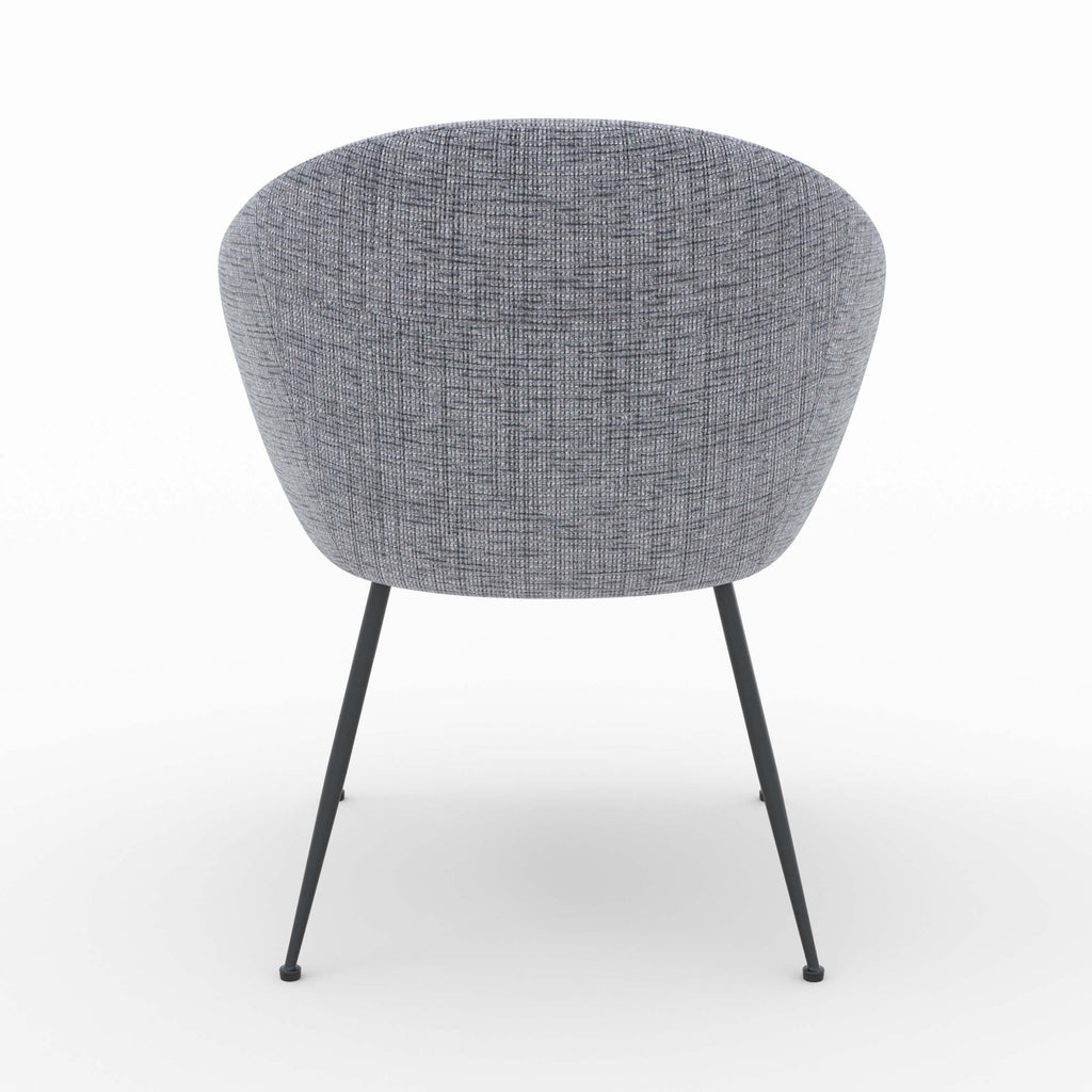 fauteuil confortable socky en tissu gris chine pieds fins noirs