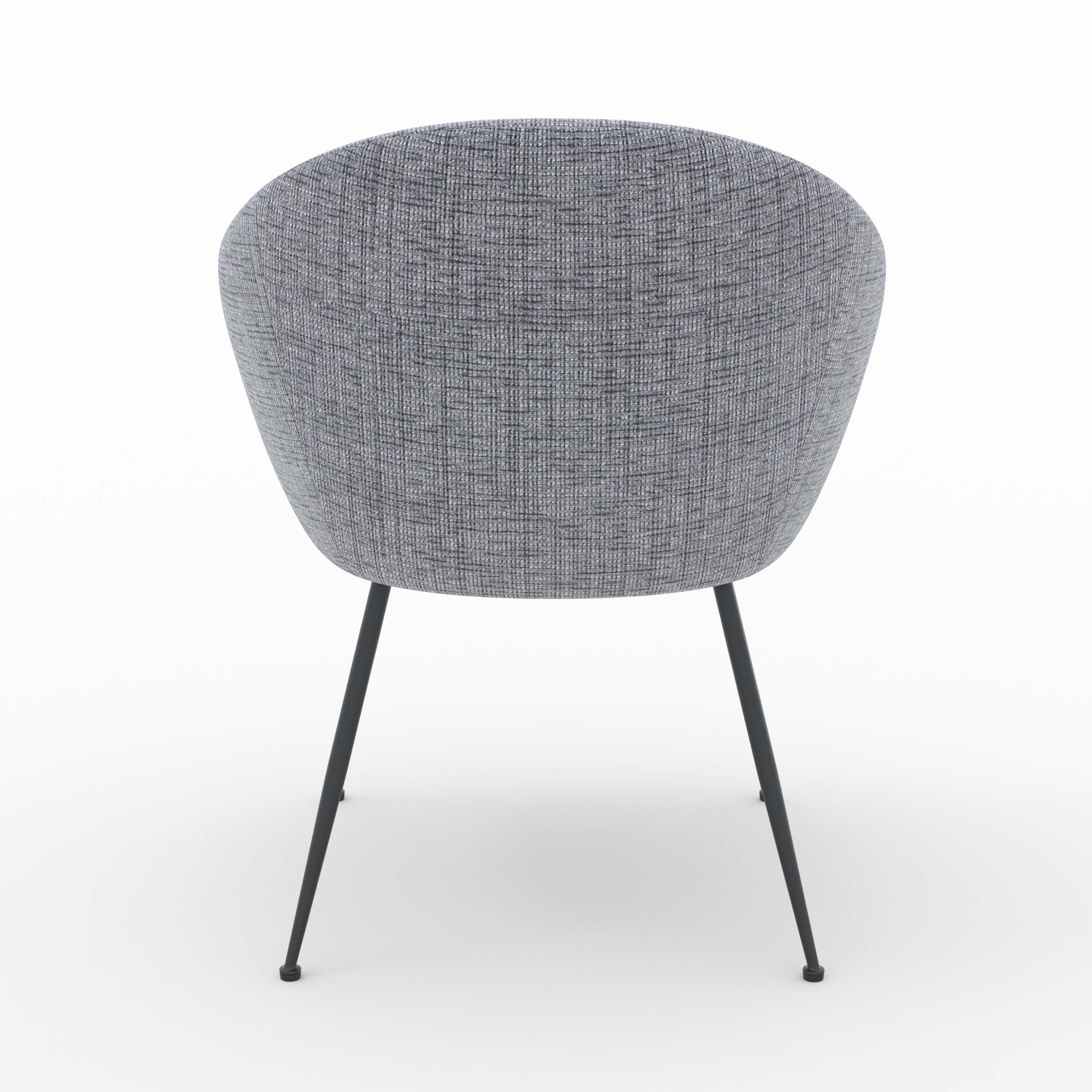 fauteuil confortable socky en tissu gris chine pieds fins noirs