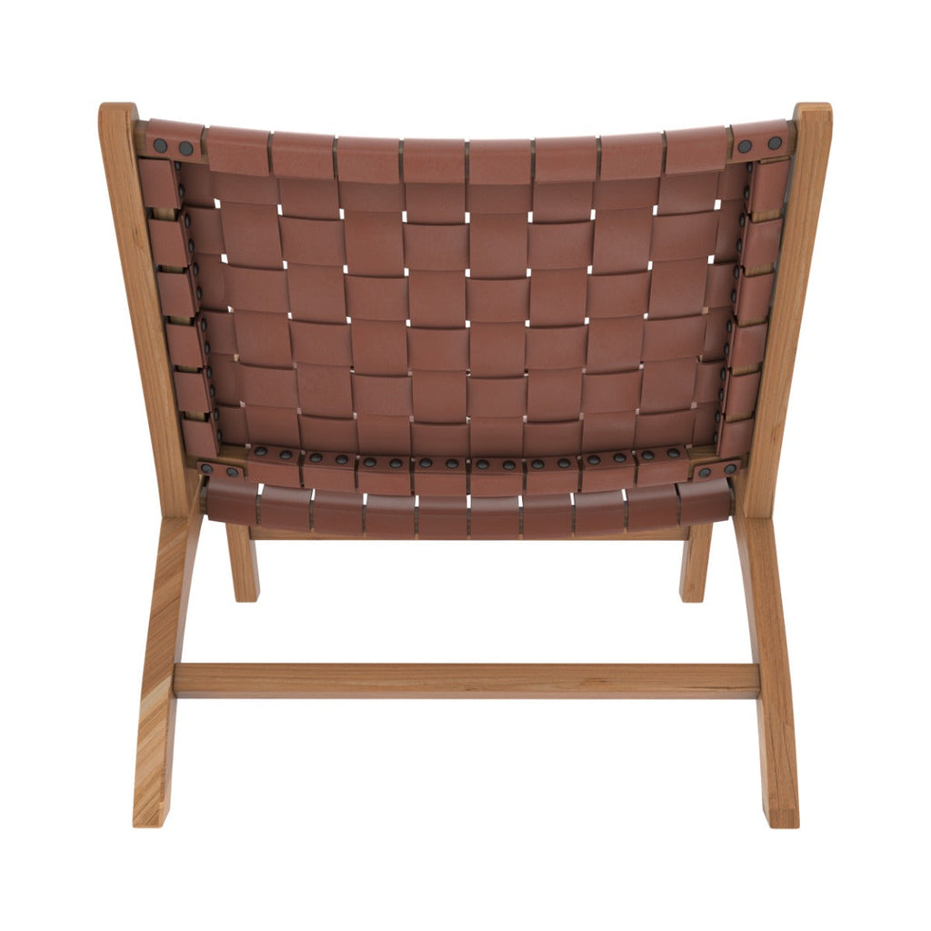 fauteuil en teck et en cuir kuna