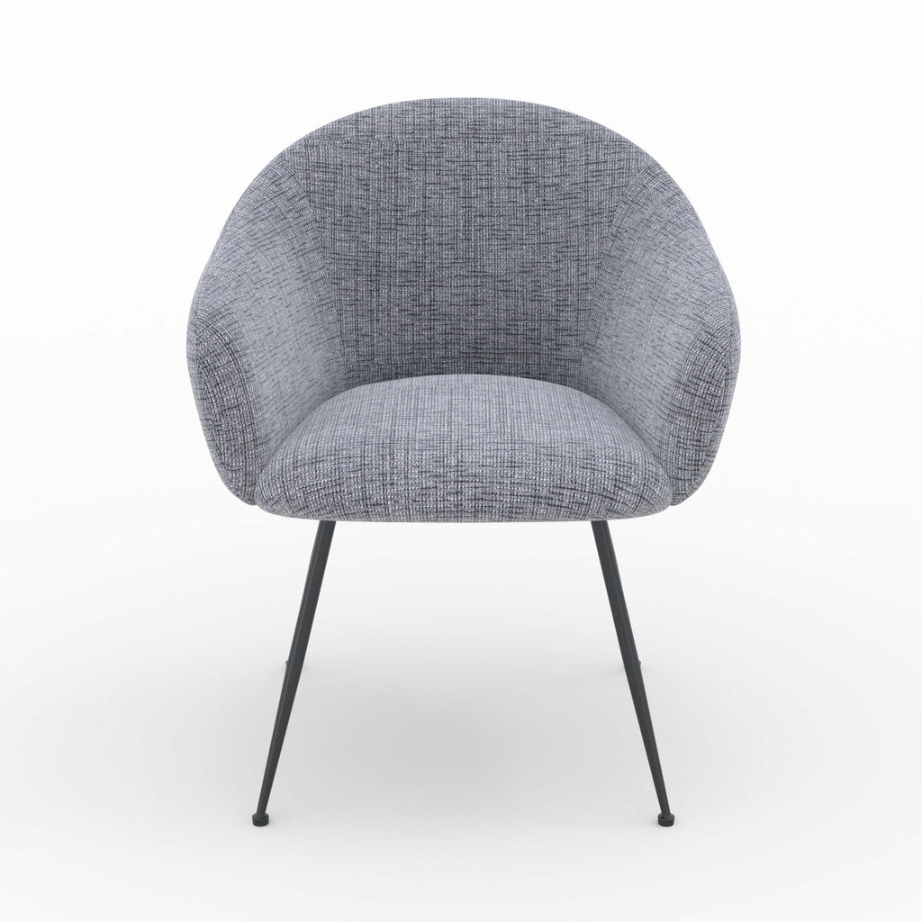 fauteuil en tissu gris chine pieds fins noirs socky accoudoirs