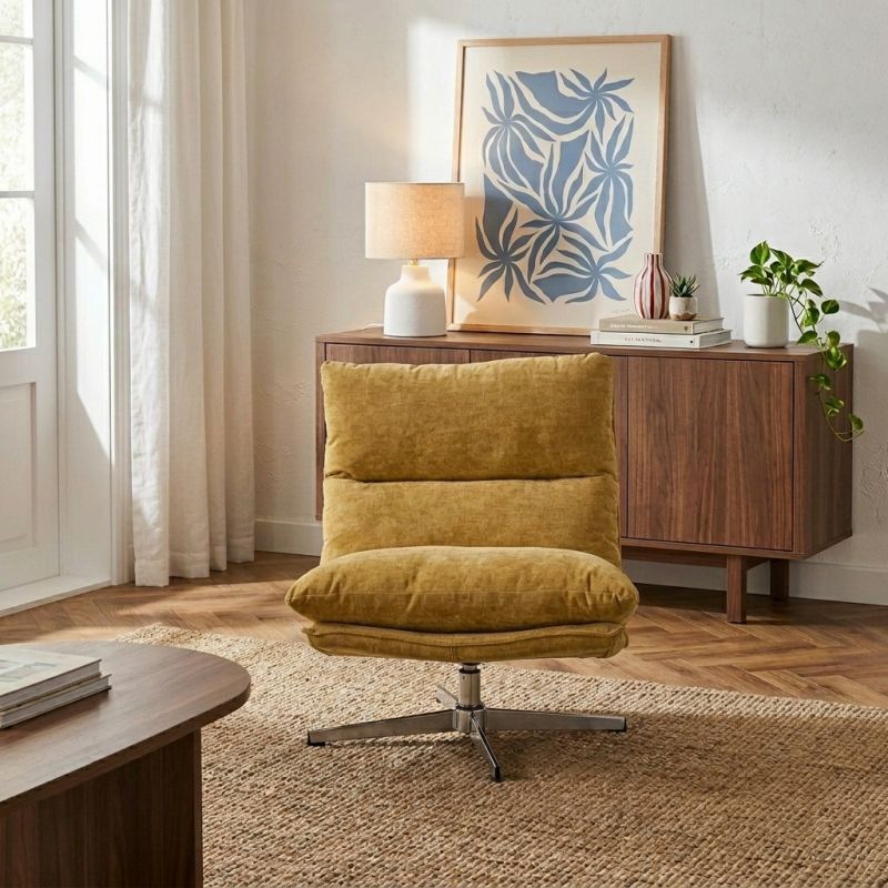 Hygea - Fauteuil Rotatif 1 Place - Tissu Jaune Moutarde