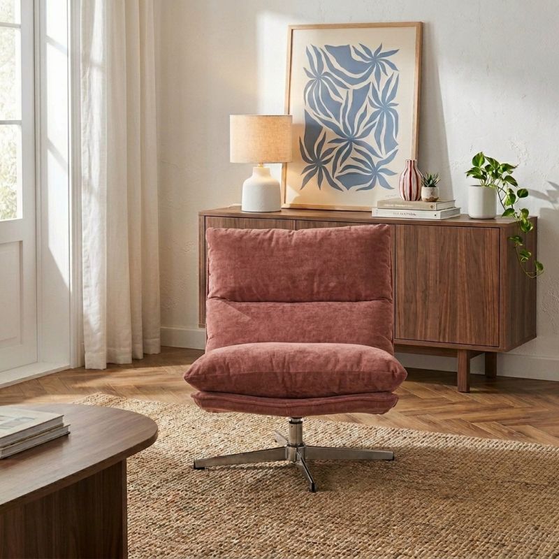 Hygea - Fauteuil Rotatif 1 Place - Tissu Terracotta