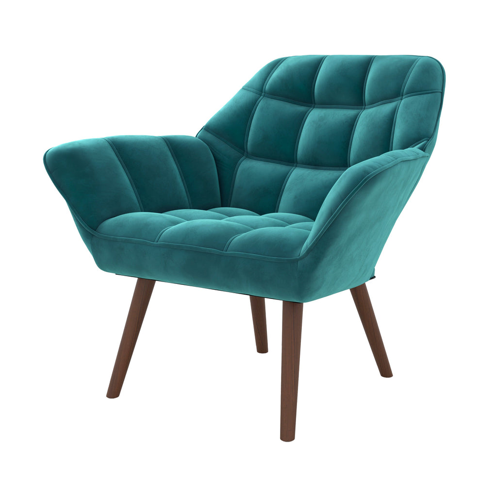 fauteuil simba en velours bleu canard fond blanc