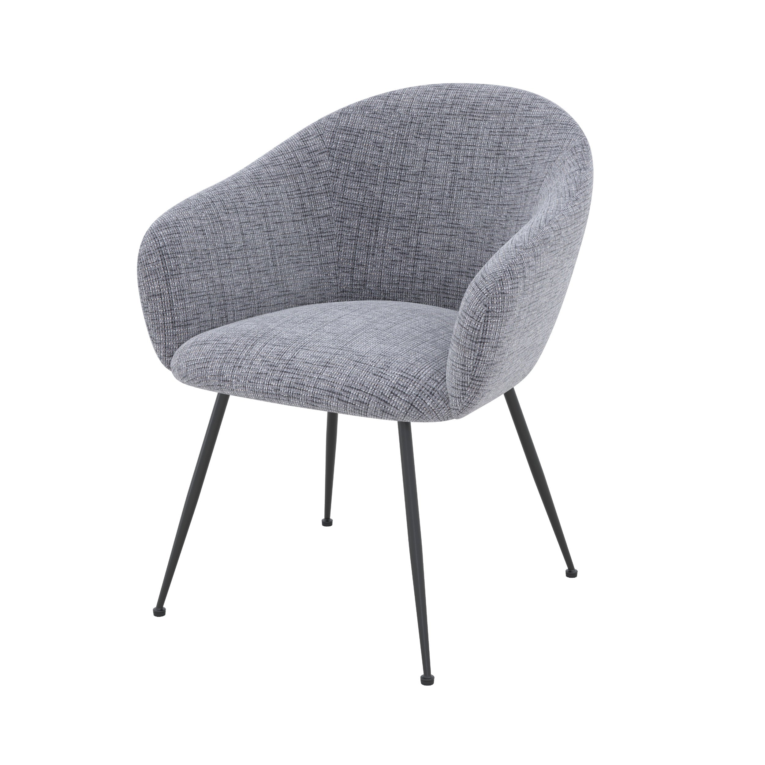 fauteuil socky tissu gris chine pieds fins metal noir fond blanc