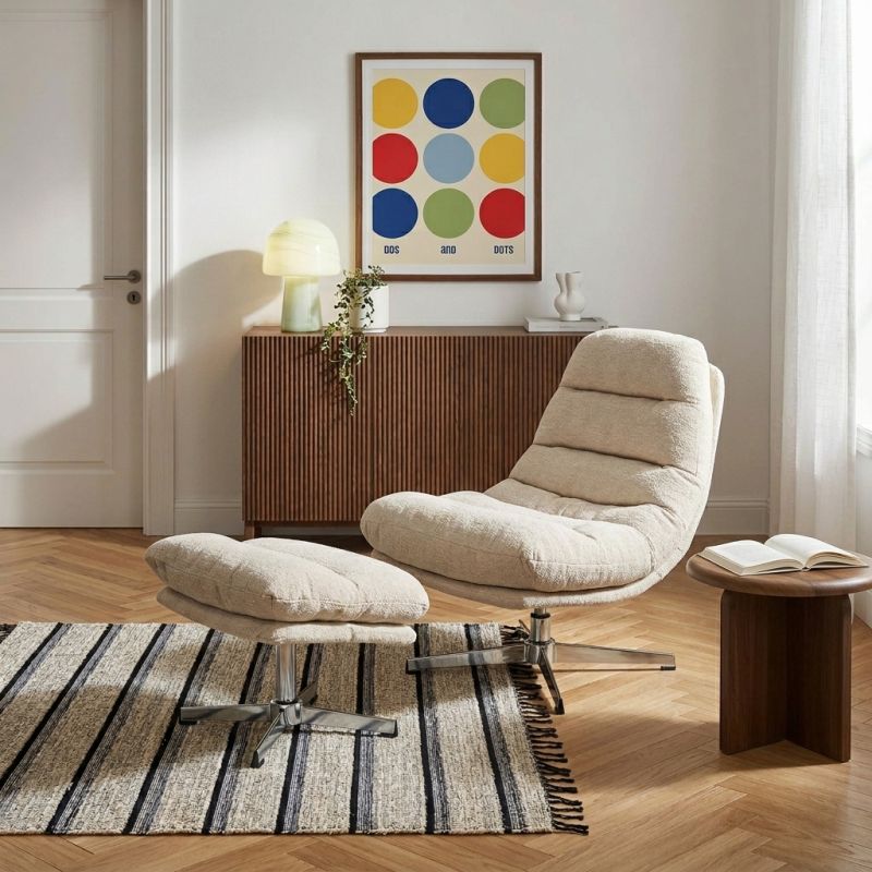 Themis - Fauteuil Rotatif 1 Place - Tissu Blanc