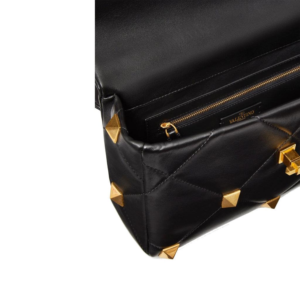Valentino Garavani Roman Stud Medium Shoulder Bag - Black - Femme
