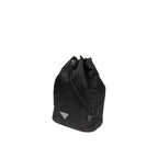Prada - Pochette Nylon And Leather Drawstring - Femme - Black