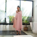 Fouta Doublée Éponge - Rose Poudré