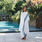 Fouta Doublée Éponge - Blanc/Bleu Canard