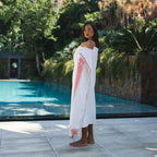 Fouta Doublée Éponge - Blanc/Mandarine