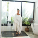 Fouta Doublée Éponge - Blanc/Gris Clair