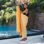 Fouta Doublée Éponge - Jaune Moutarde