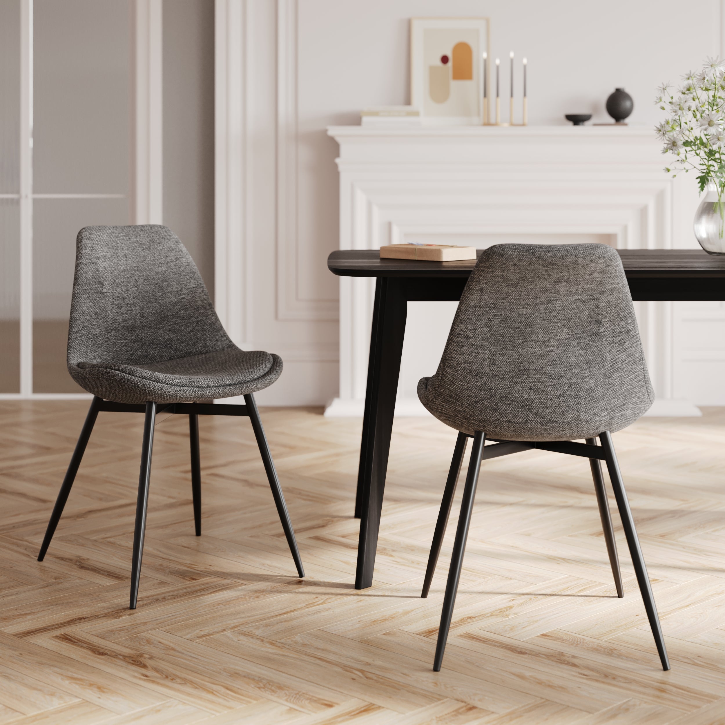 flippi chaise en tissu gris fonce chine lot 2