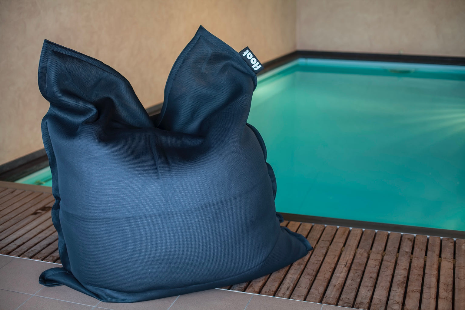 Pouf Flottant Beanbag Piscine - 130x130cm - Bleu Marine