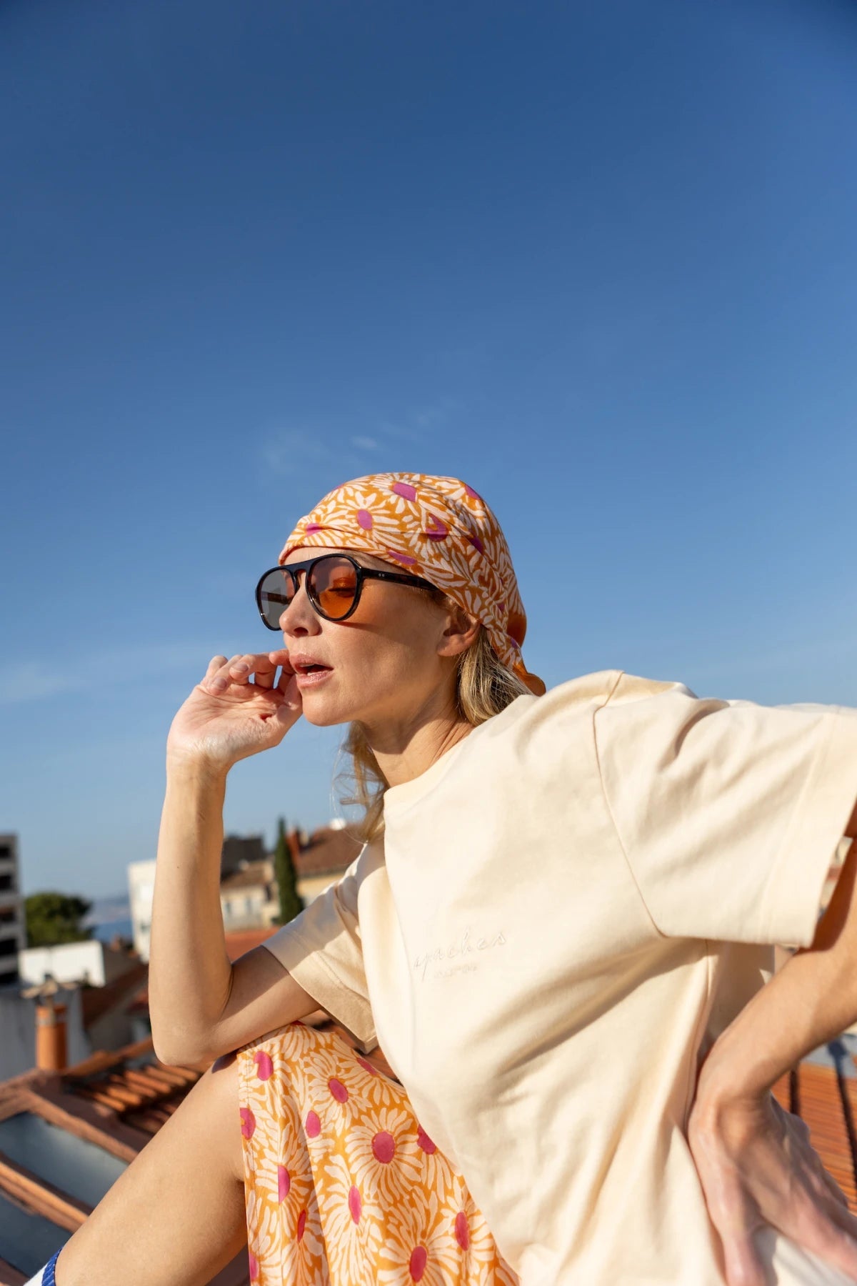 Foulard Lalavida "Marguerite" - Orange