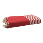 Fouta Xxl Rayée - Rouge