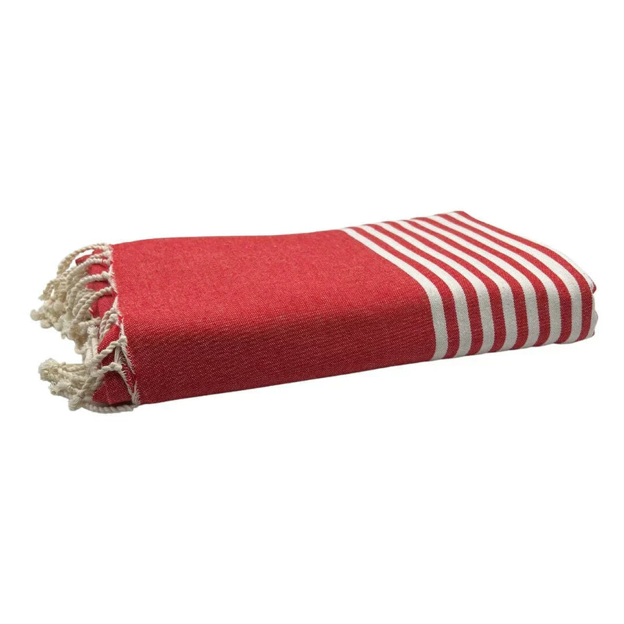 Fouta Xxl Rayée - Rouge