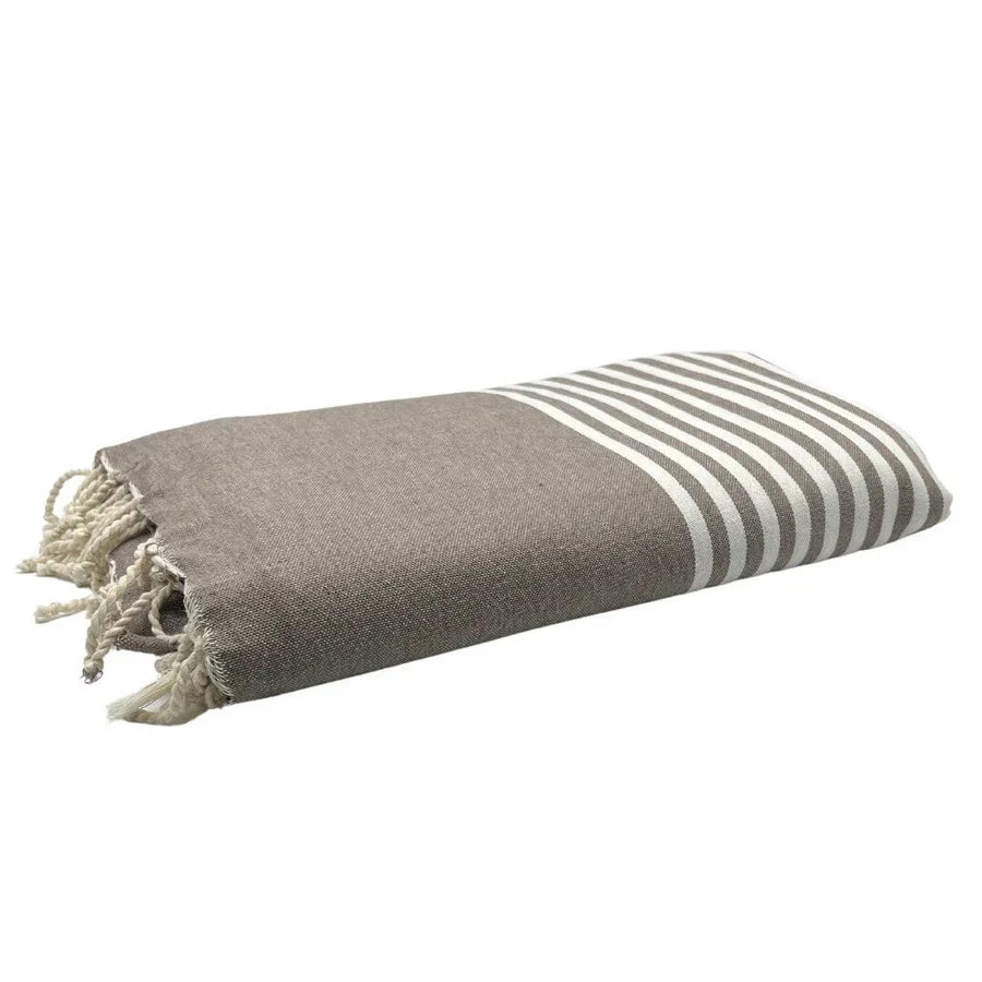 Fouta Xxl Rayée - Taupe