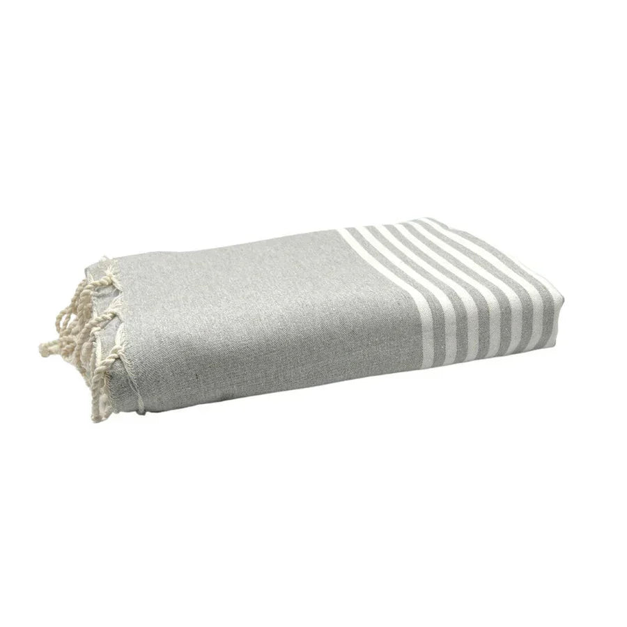 Fouta Xxl Rayée - Gris Clair