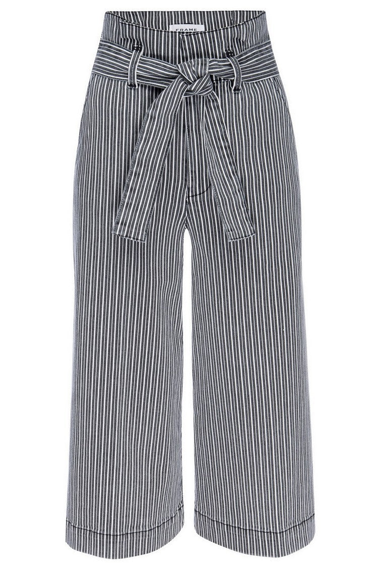 Pantalon Belted Pleated Culotte - Noir Multi