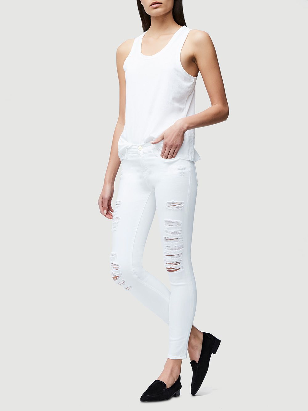 Pantalon Le Color Ripped Jean - Blanc