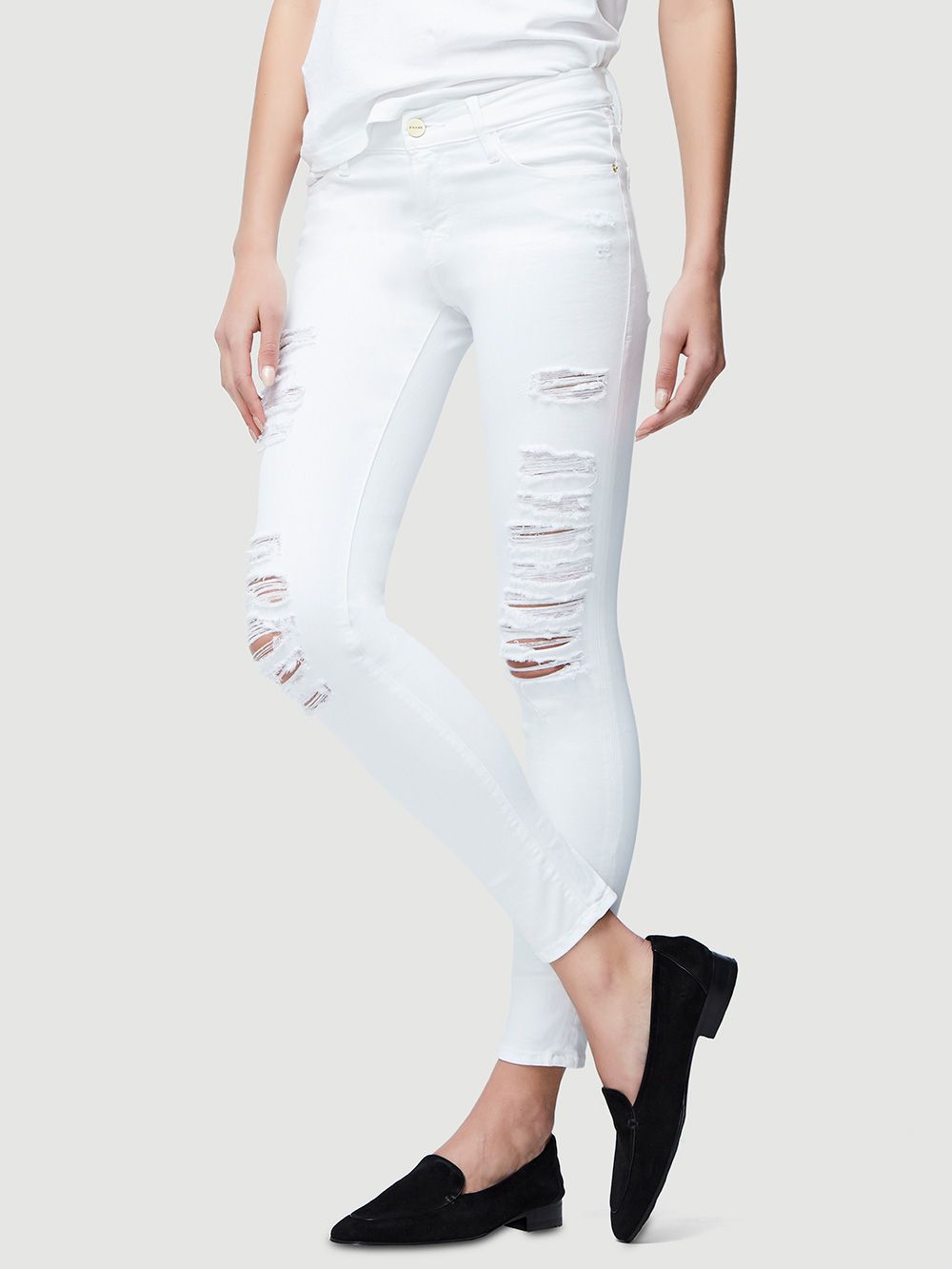 Pantalon Le Color Ripped Jean - Blanc