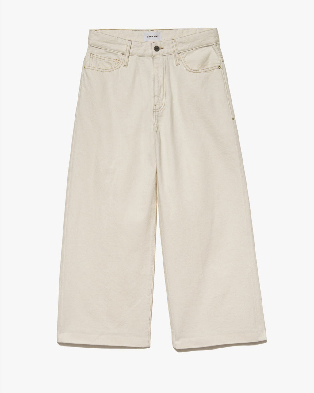 Pantalon High Rise Wide Crop - Ecru