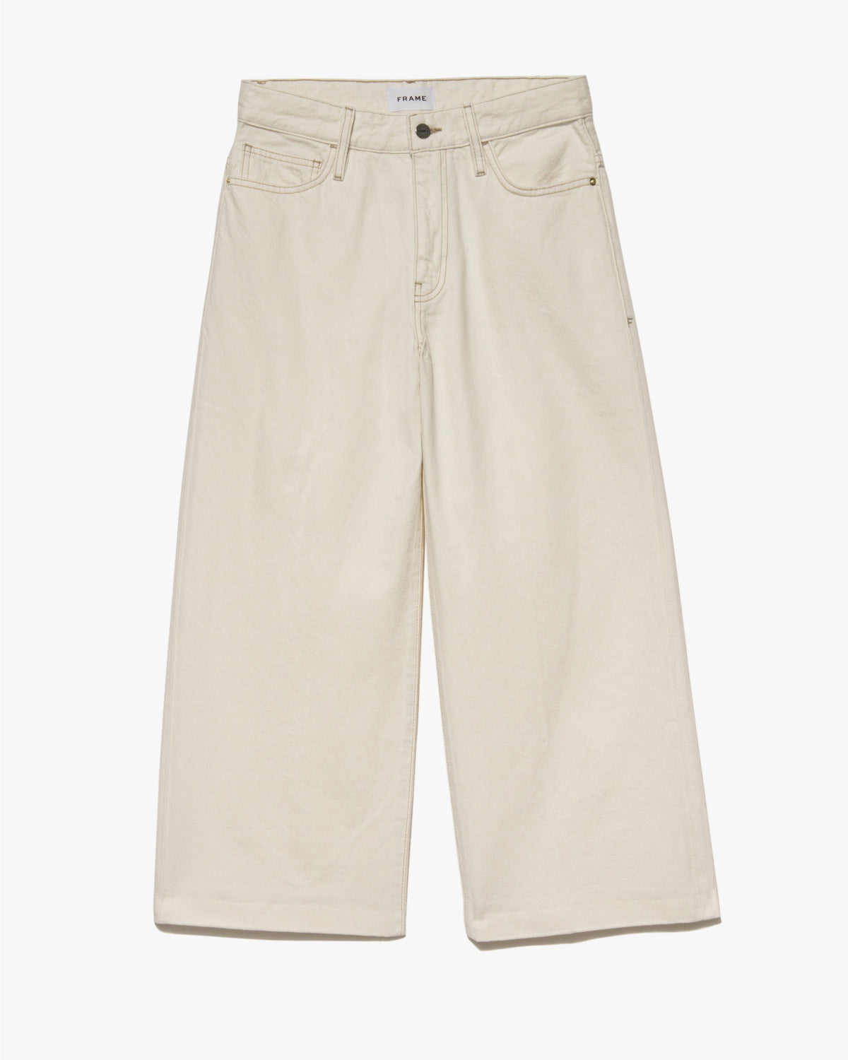 Pantalon High Rise Wide Crop - Ecru