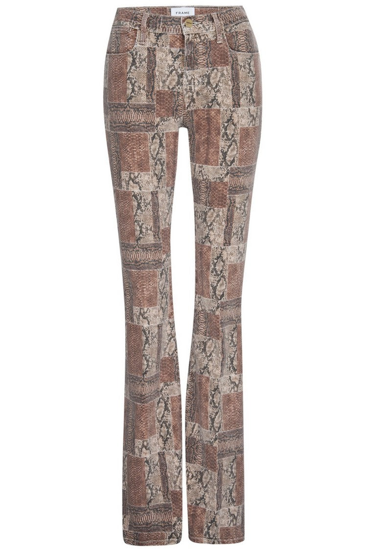 Pantalon Le High Flare Patchwork Snake - Sepia Multi
